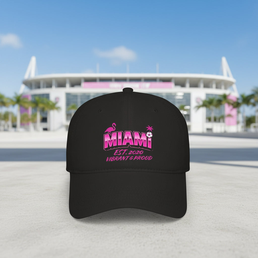 Miami Soccer Pink Flamingo Baseball Cap – Adjustable Cotton Dad Hat