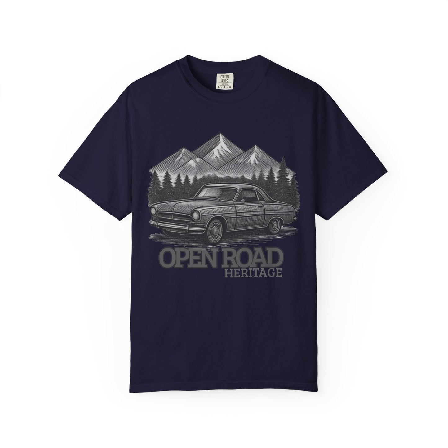 Vintage Open Road Heritage Classic Car Tee — Retro Mountain Driving