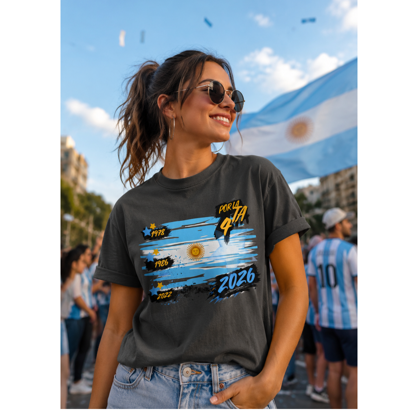 Por La 4ta Argentina Soccer Fan Shirt | Three Stars Heritage Football Tee