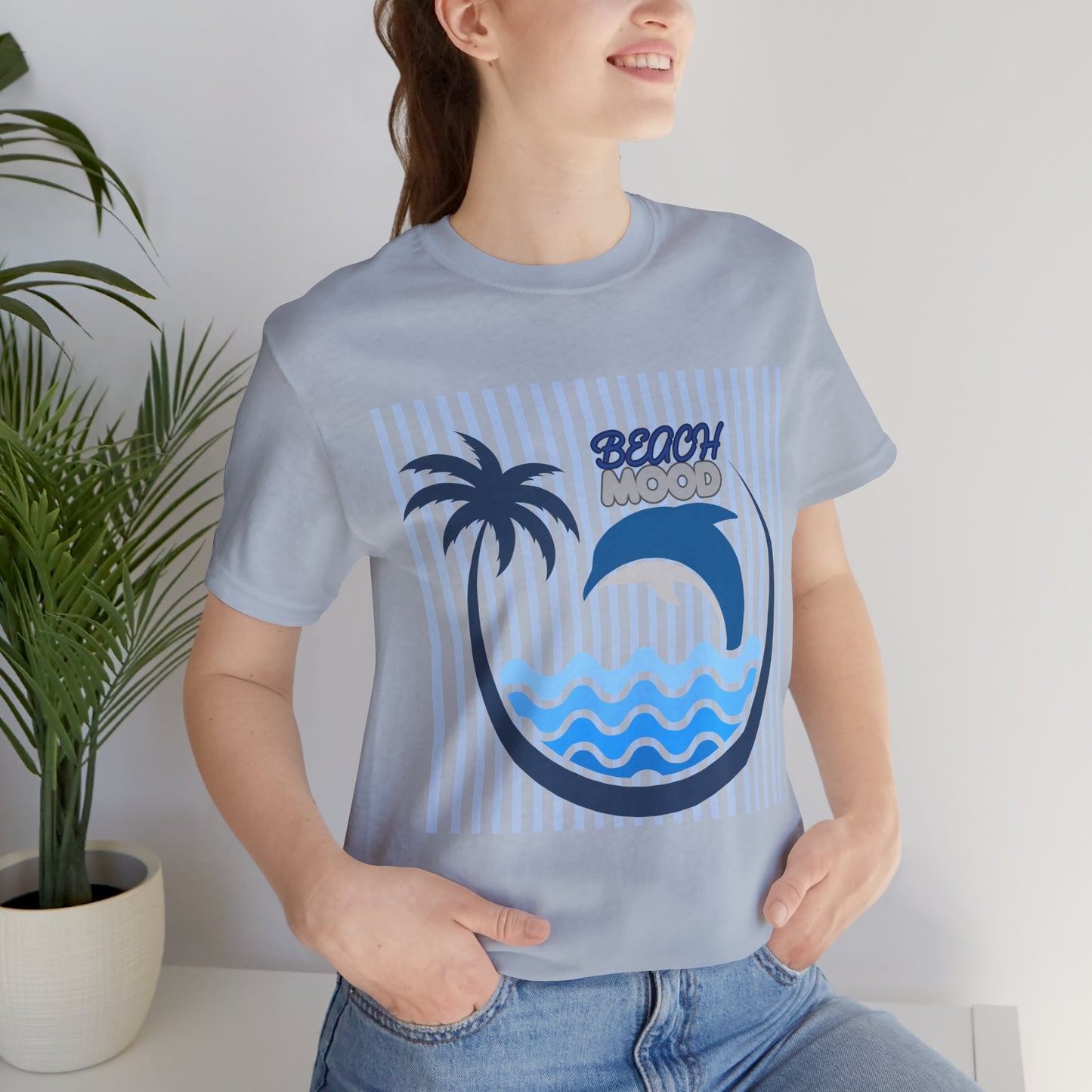 Beach Dolphin Wave T-Shirt — Palm Tree Ocean Graphic Tee