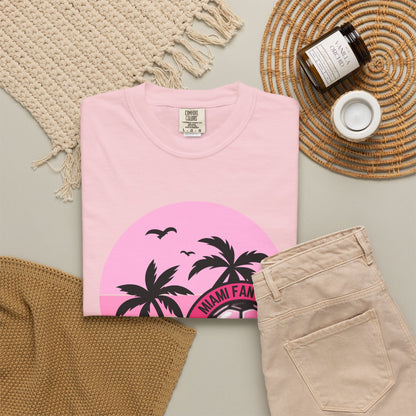 Miami Soccer Fan Club T-Shirt — Retro Pink Sunset Game Day Tee