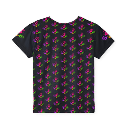**Colorful Handprint Kids Active Shirt — All-Over Print Jersey**