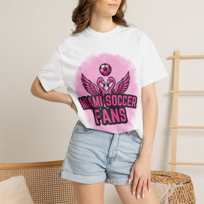 Miami Soccer Fans Pink Flamingo Heart T-Shirt