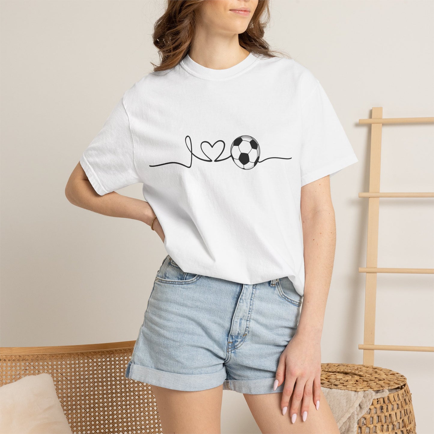 Soccer Heartbeat T-Shirt — Minimalist Line Art Graphic Tee for Soccer Lovers