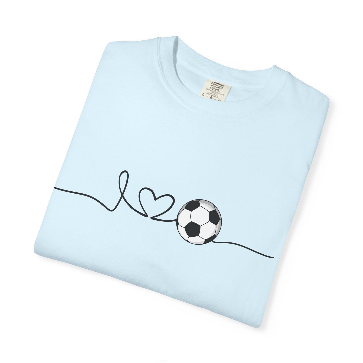 Soccer Heartbeat T-Shirt — Minimalist Line Art Graphic Tee for Soccer Lovers