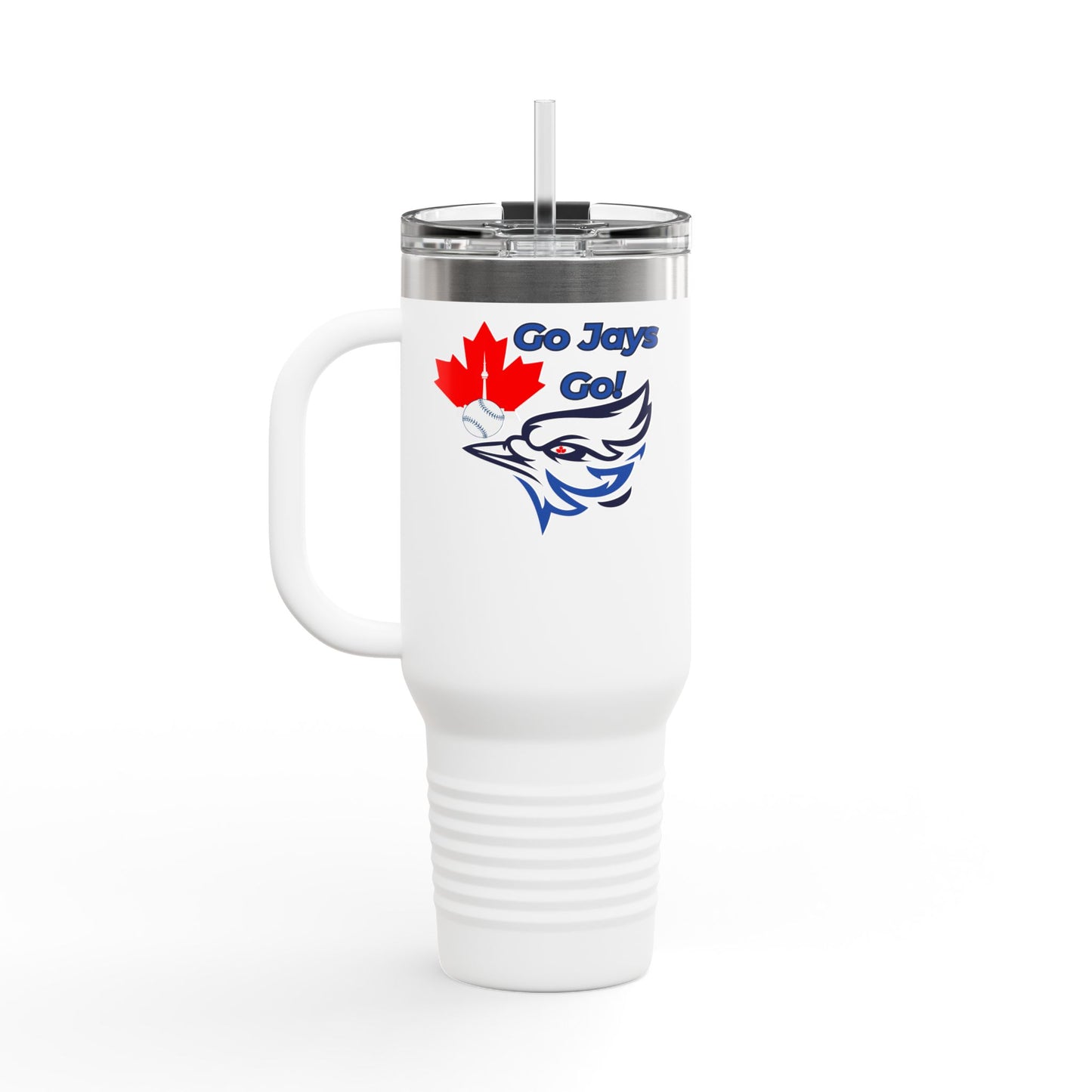 Go Jays Go! 40oz Insulated Travel Mug — Stainless Steel Baseball Fan Tumbler