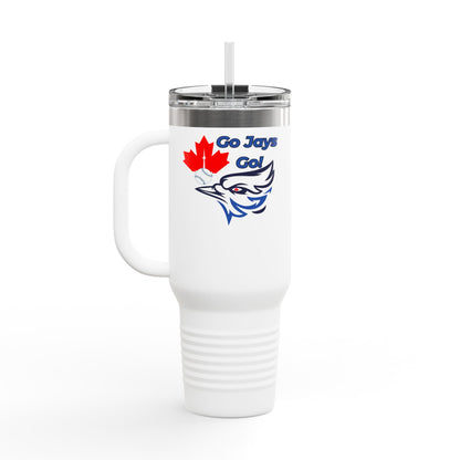 Go Jays Go! 40oz Insulated Travel Mug — Stainless Steel Baseball Fan Tumbler