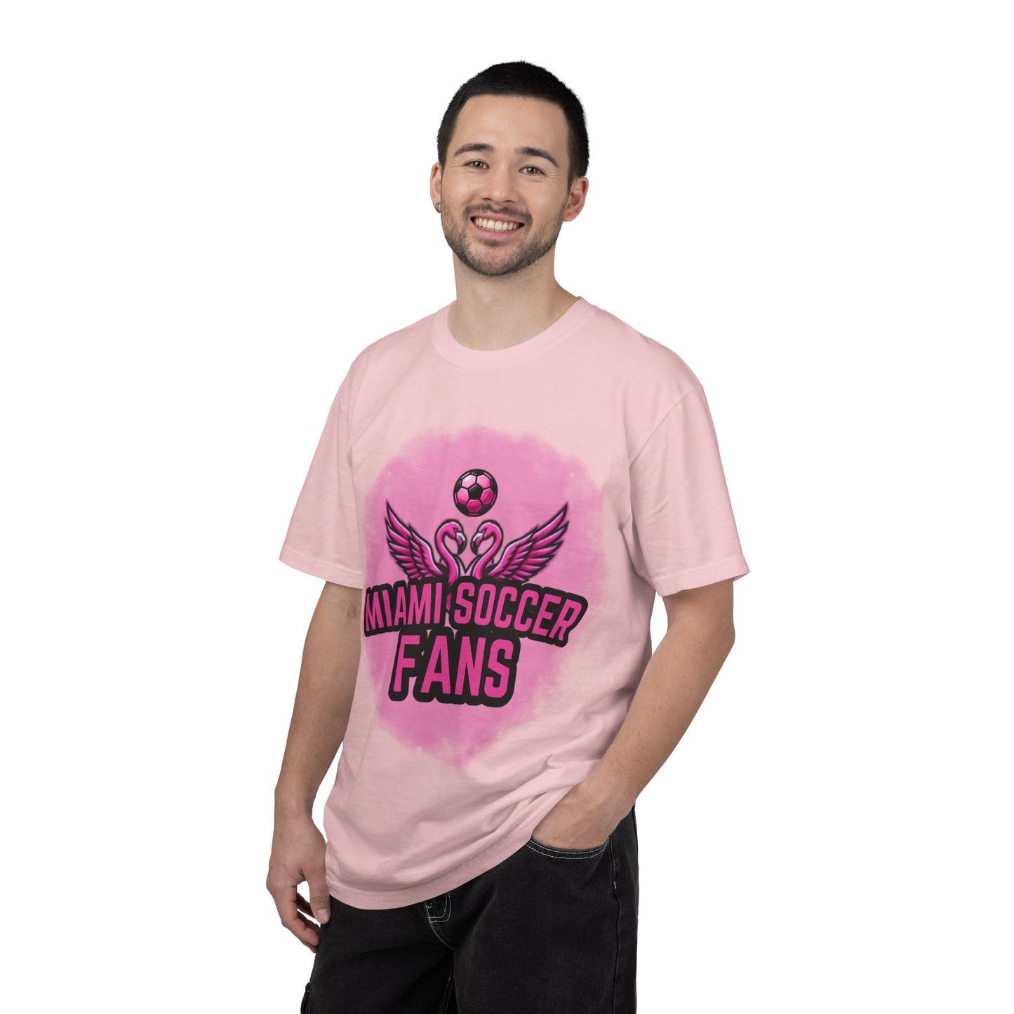 Miami Soccer Fans Pink Flamingo Heart T-Shirt