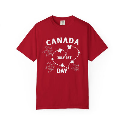 Canada Heart July 1st Day T-Shirt | Canada Day Fireworks Tee