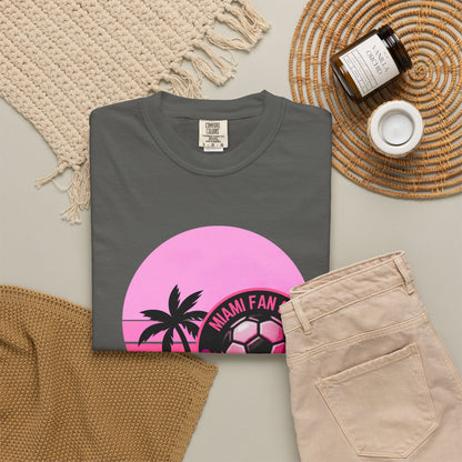 Miami Soccer Fan Club T-Shirt — Retro Pink Flamingo Game Day Tee