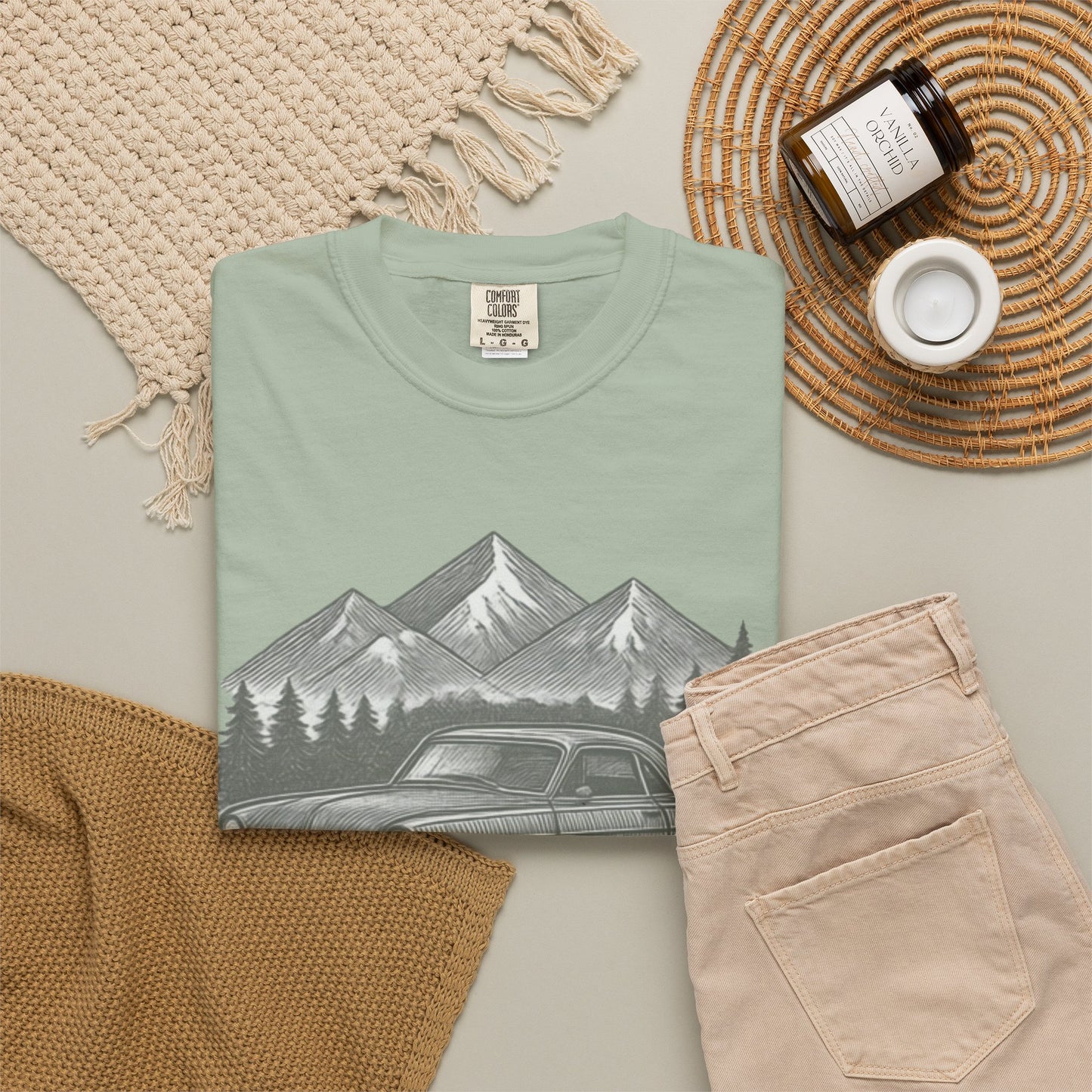 Vintage Open Road Heritage Classic Car Tee — Retro Mountain Driving