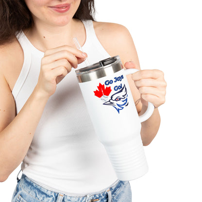 Go Jays Go! 40oz Insulated Travel Mug — Stainless Steel Baseball Fan Tumbler