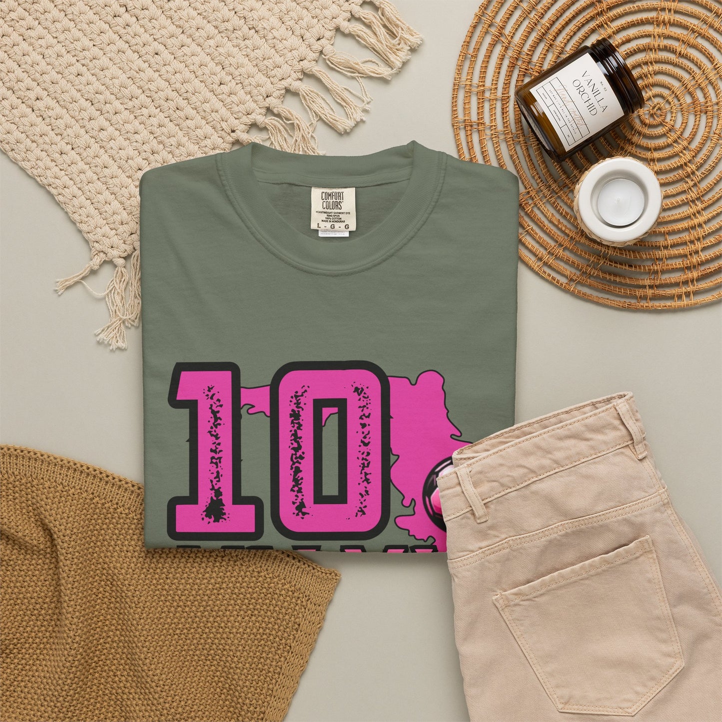 Miami # 10 Football Player T-Shirt — Athletic Garment-Dyed Soccer Tee