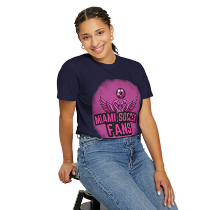 Miami Soccer Fans Pink Flamingo Heart T-Shirt