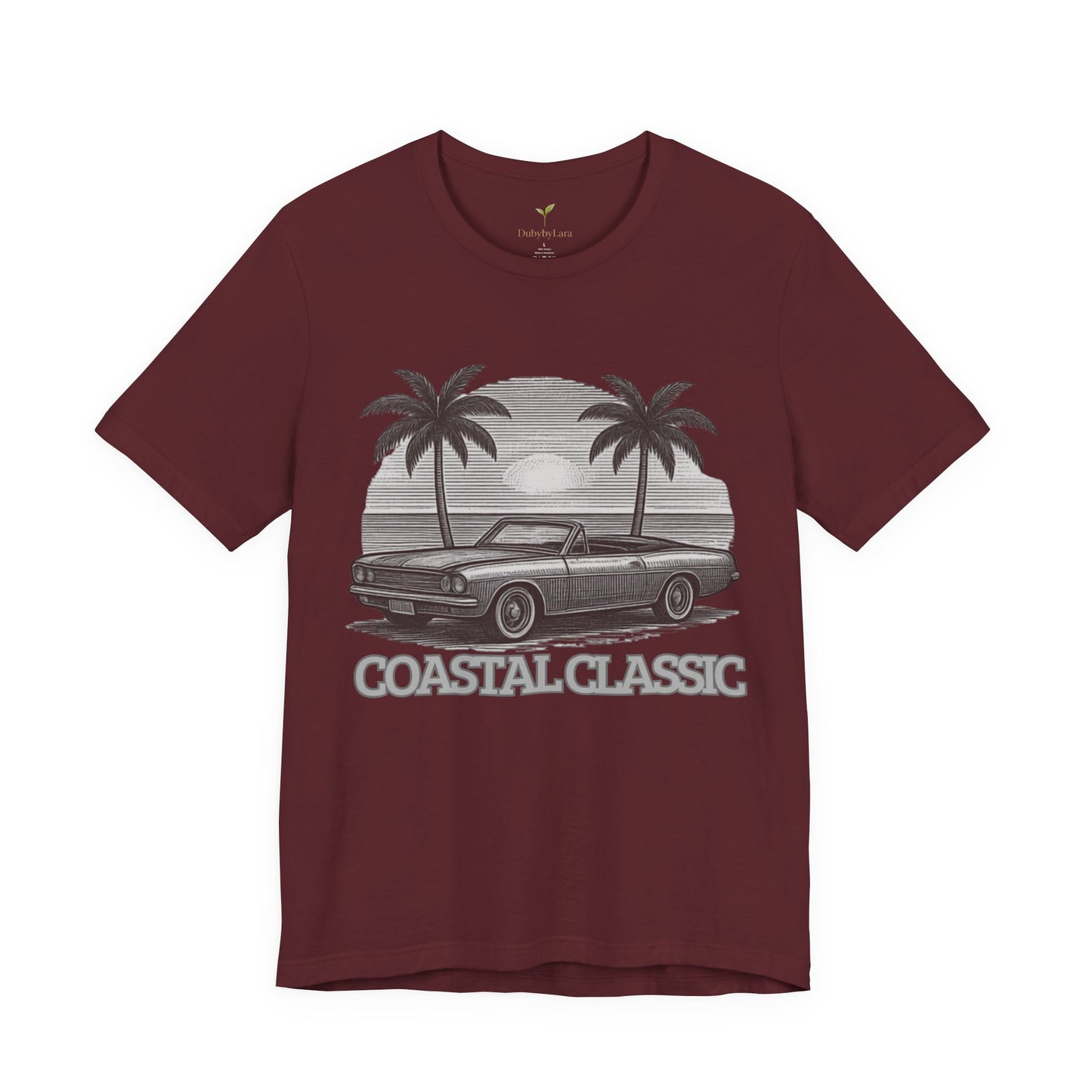 Vintage Convertible Beach T-Shirt — Retro Palm Tree Muscle Car Tee