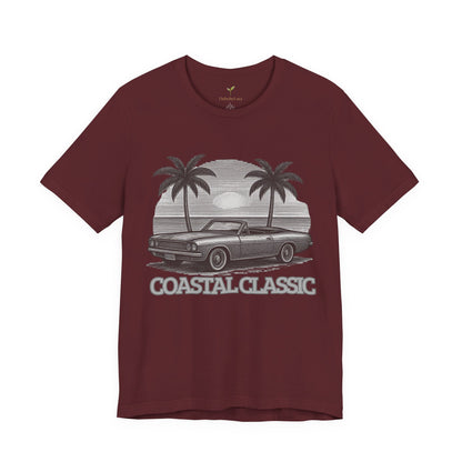 Vintage Convertible Beach T-Shirt — Retro Palm Tree Muscle Car Tee