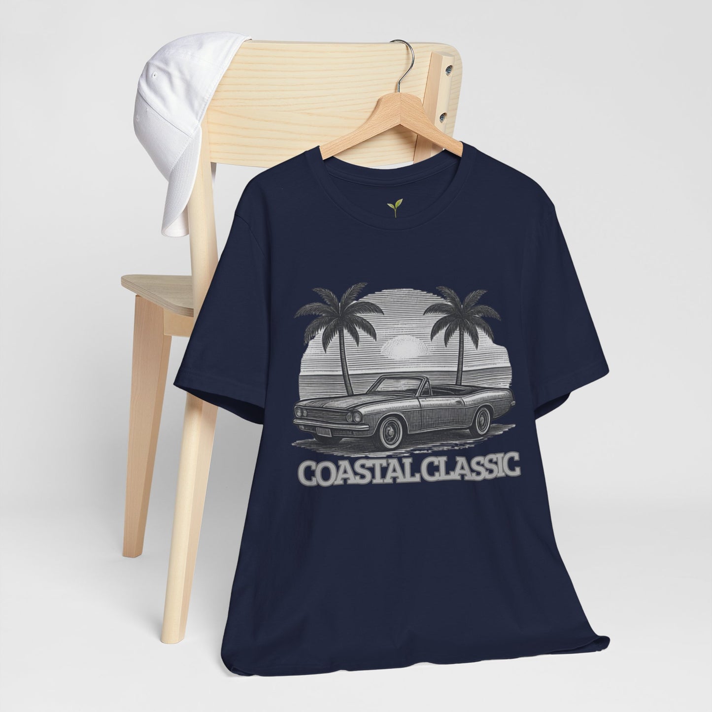 Vintage Convertible Beach T-Shirt — Retro Palm Tree Muscle Car Tee