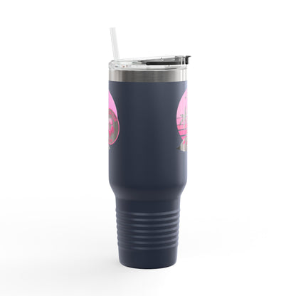 Miami Fan Club Soccer 40oz Insulated Travel Mug — Tropical Pink Sports Tumbler with Handle