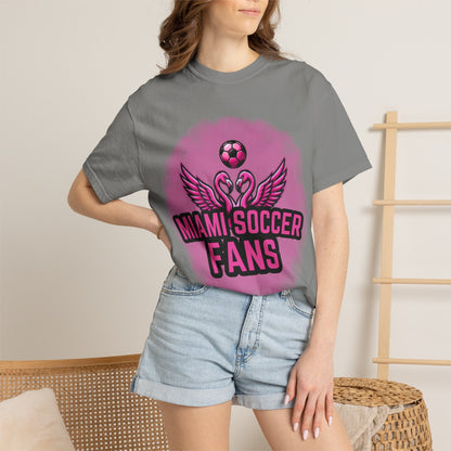 Miami Soccer Fans Pink Flamingo Heart T-Shirt