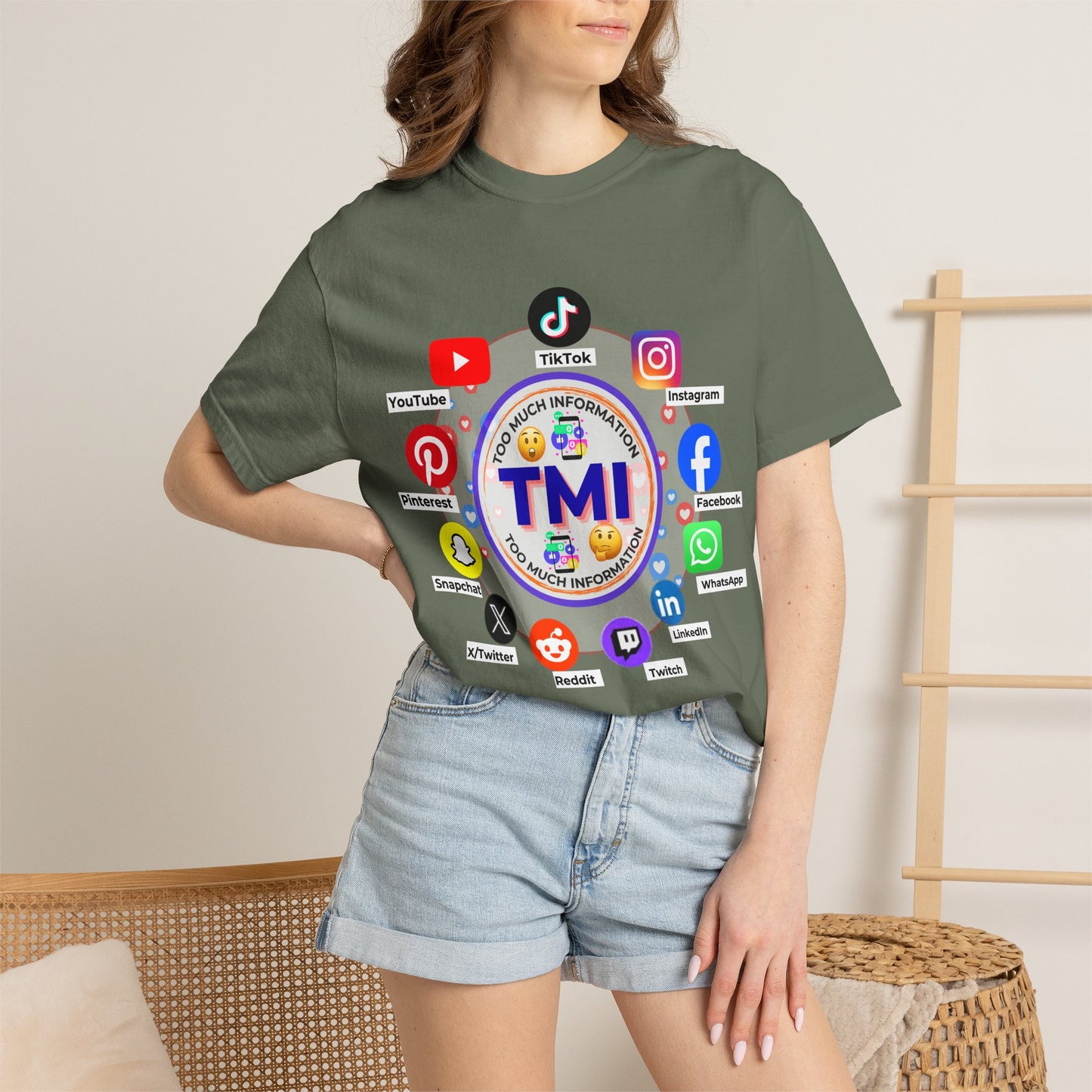 TMI (Too Much Information) Funny Graphic T-Shirt — Sarcastic Social Media Satire