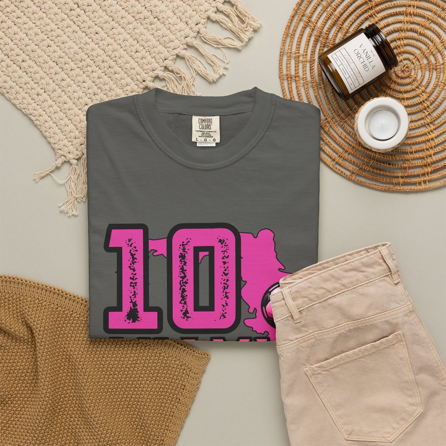 Miami # 10 Football Player T-Shirt — Athletic Garment-Dyed Soccer Tee