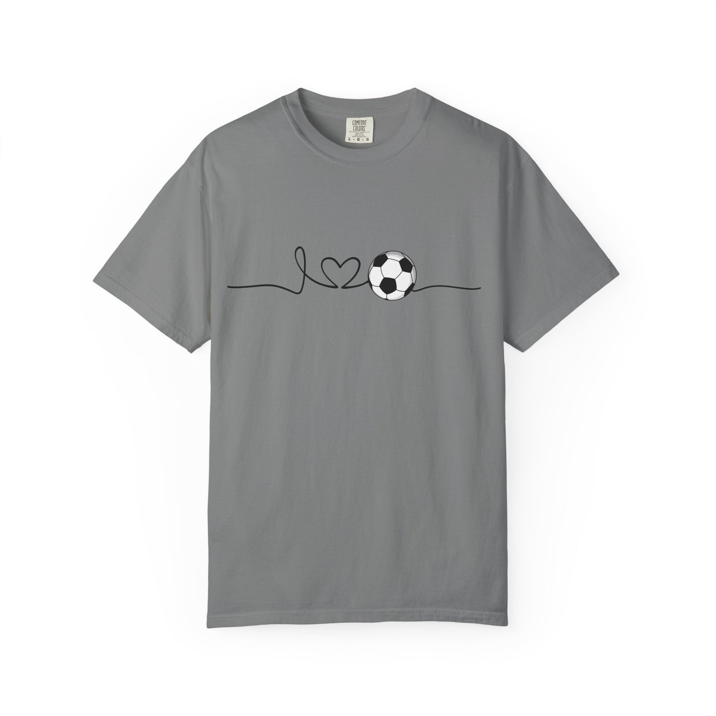 Soccer Heartbeat T-Shirt — Minimalist Line Art Graphic Tee for Soccer Lovers