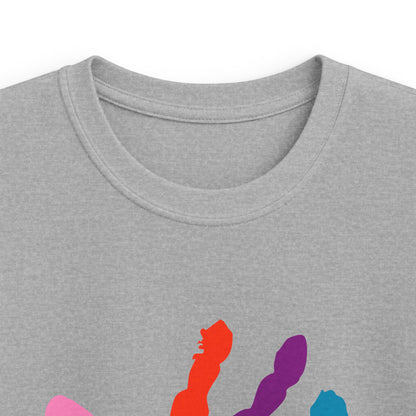 First Year of School Kids T-Shirt — Colorful Handprint Tee