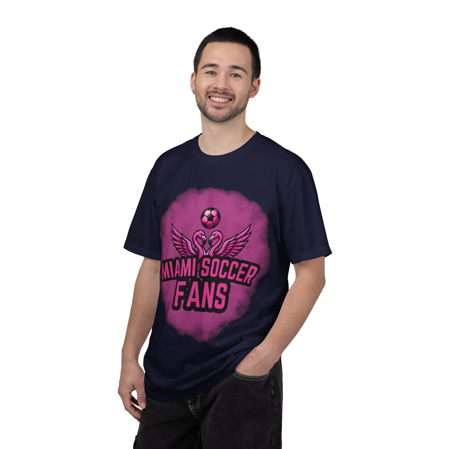 Miami Soccer Fans Pink Flamingo Heart T-Shirt