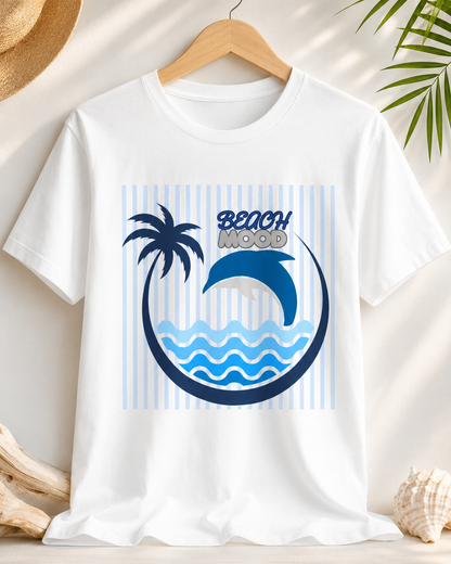 Beach Dolphin Wave T-Shirt — Palm Tree Ocean Graphic Tee