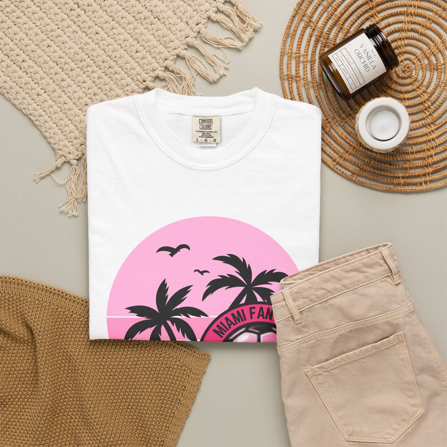 Miami Soccer Fan Club T-Shirt — Retro Pink Sunset Game Day Tee