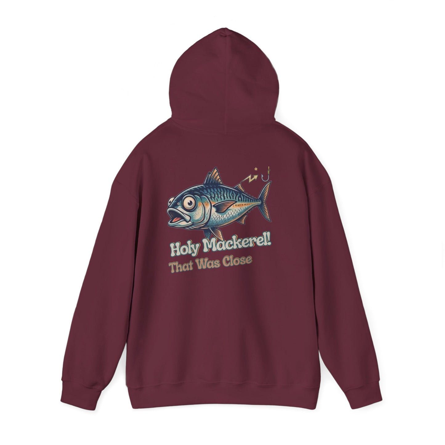 Holy Mackerel Fishing Hoodie — Retro Funny Angler Pullover Sweatshirt