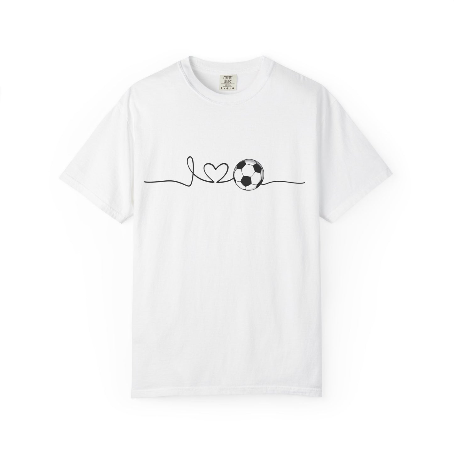 Soccer Heartbeat T-Shirt — Minimalist Line Art Graphic Tee for Soccer Lovers