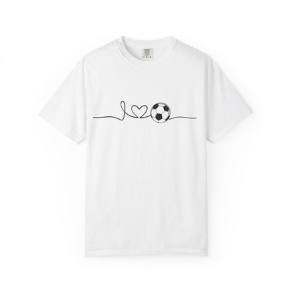 Soccer Heartbeat T-Shirt — Minimalist Line Art Graphic Tee for Soccer Lovers
