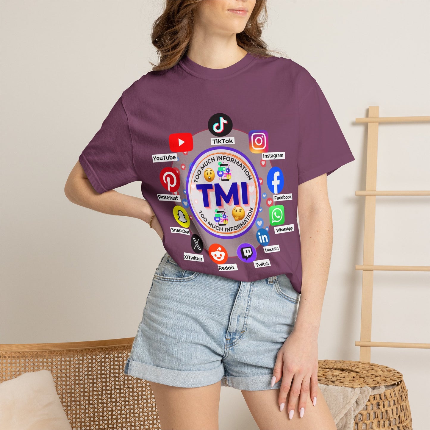 TMI (Too Much Information) Funny Graphic T-Shirt — Sarcastic Social Media Satire