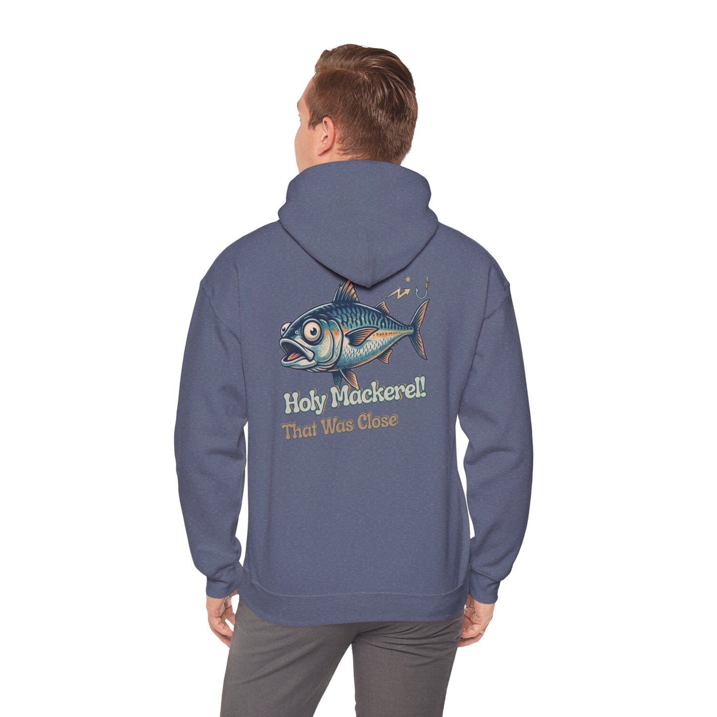 Holy Mackerel Fishing Hoodie — Retro Funny Angler Pullover Sweatshirt