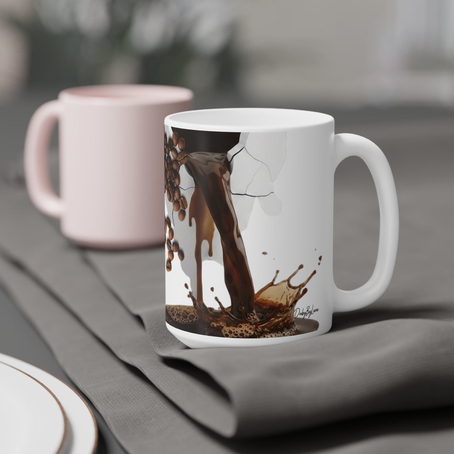 Pouring Beans Ceramic Coffee Mug — 11/15/20oz Microwave & Dishwasher Safe