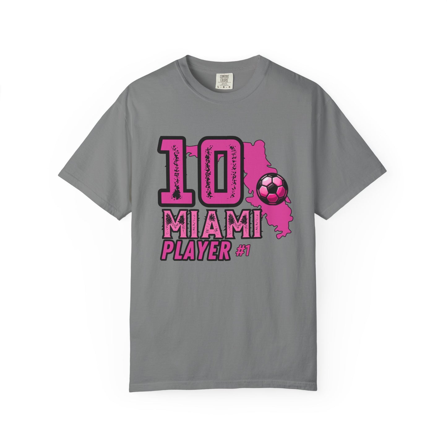 Miami # 10 Football Player T-Shirt — Athletic Garment-Dyed Soccer Tee