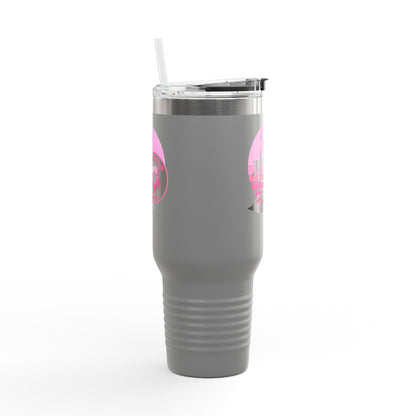 Miami Fan Club Soccer 40oz Insulated Travel Mug — Tropical Pink Sports Tumbler with Handle