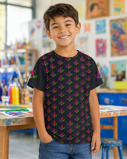 **Colorful Handprint Kids Active Shirt — All-Over Print Jersey**