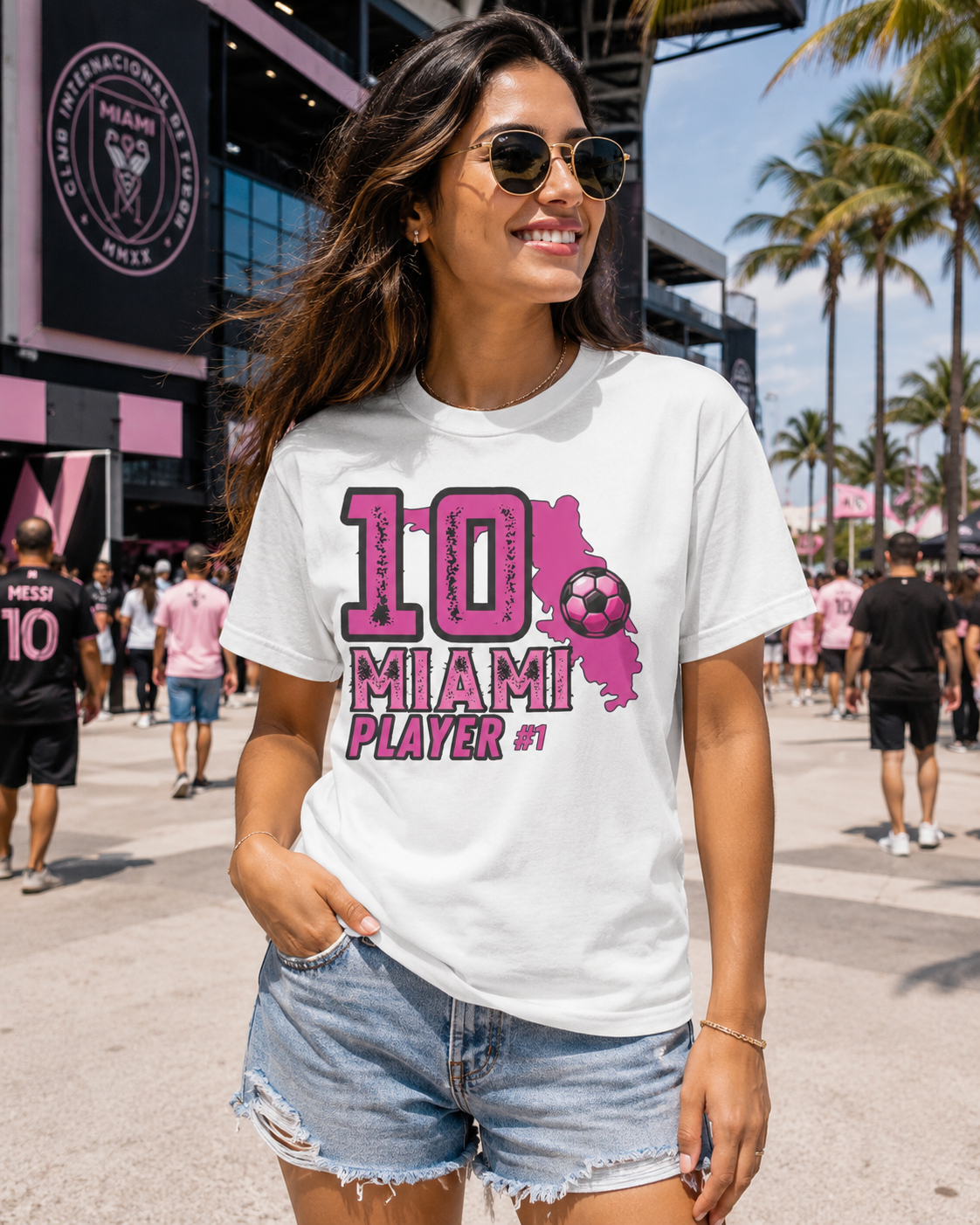 Miami # 10 Football Player T-Shirt — Athletic Garment-Dyed Soccer Tee