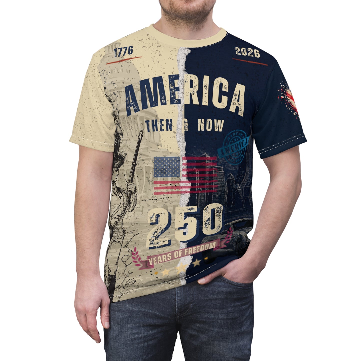 America Then & Now 1776-2026 Bicentennial Tee | Patriotic USA History Shirt