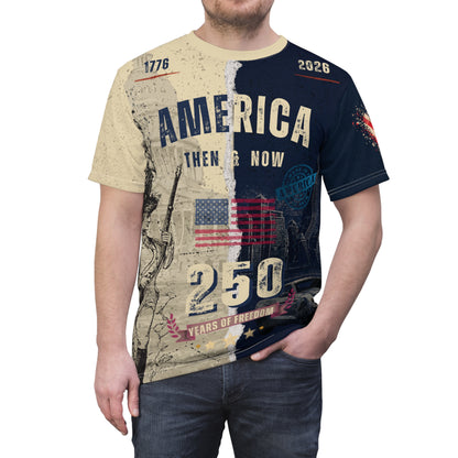 America Then & Now 1776-2026 Bicentennial Tee | Patriotic USA History Shirt