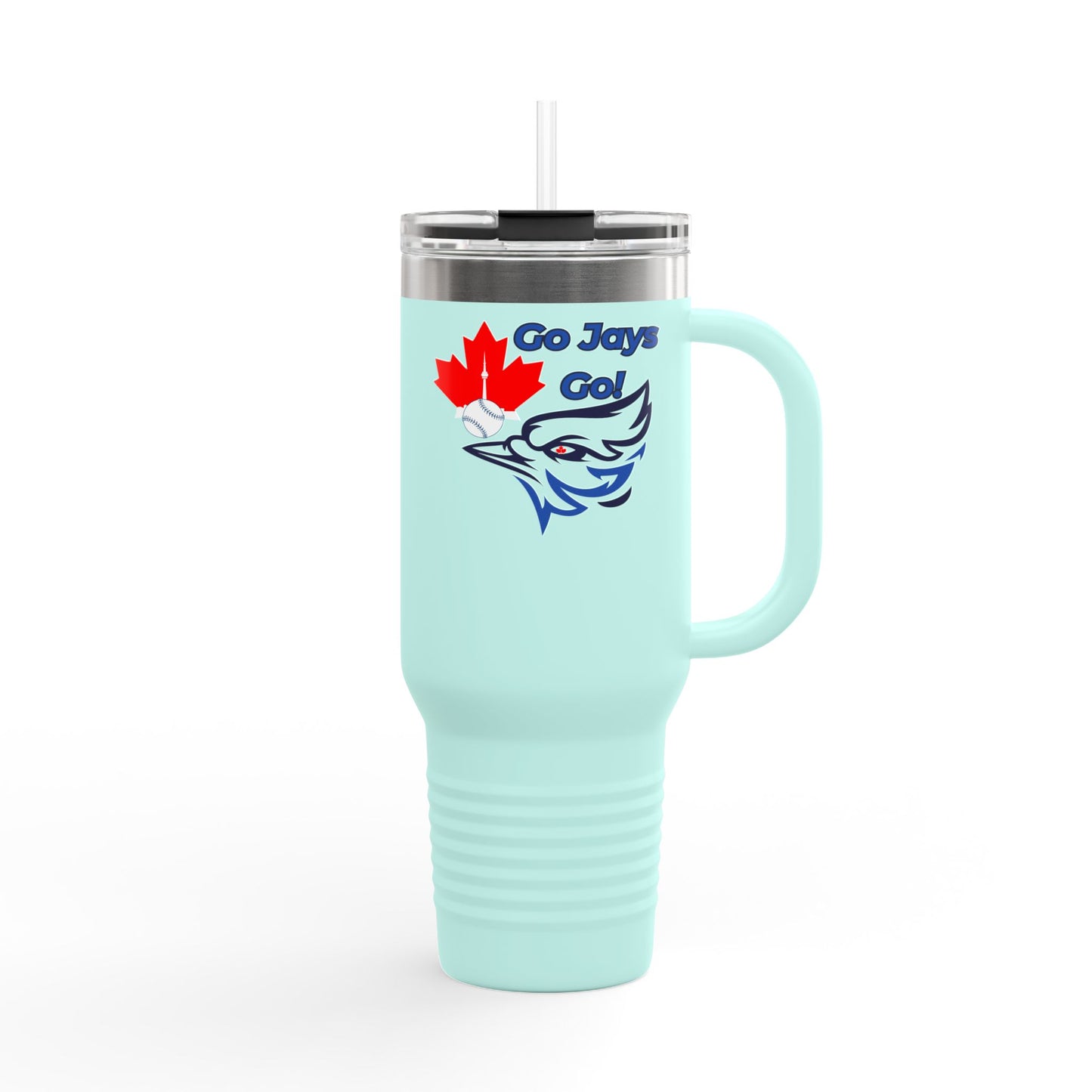 Go Jays Go! 40oz Insulated Travel Mug — Stainless Steel Baseball Fan Tumbler