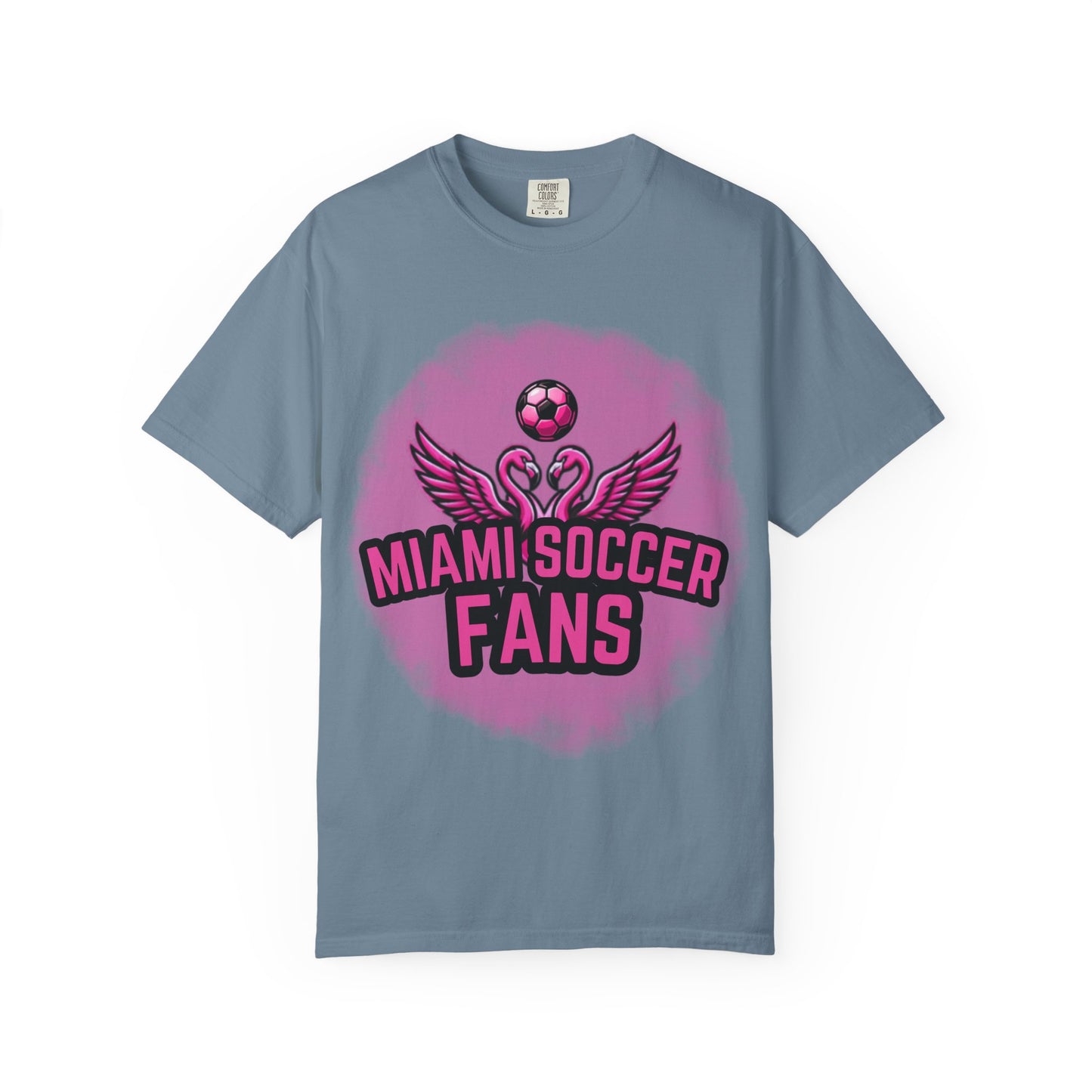 Miami Soccer Fans Pink Flamingo Heart T-Shirt
