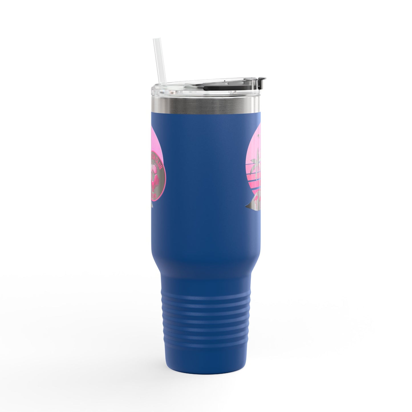 Miami Fan Club Soccer 40oz Insulated Travel Mug — Tropical Pink Sports Tumbler with Handle