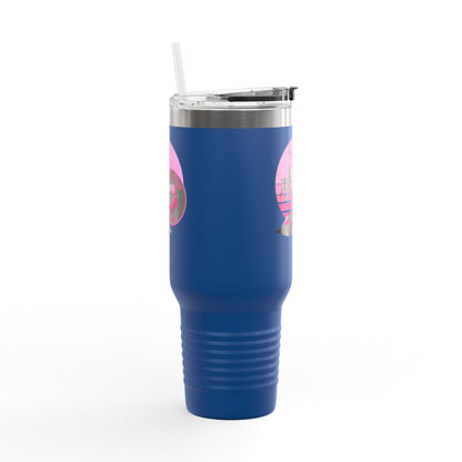 Miami Fan Club Soccer 40oz Insulated Travel Mug — Tropical Pink Sports Tumbler with Handle