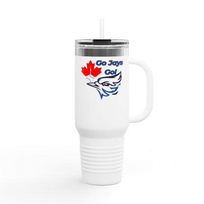 Go Jays Go! 40oz Insulated Travel Mug — Stainless Steel Baseball Fan Tumbler