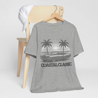 Vintage Convertible Beach T-Shirt — Retro Palm Tree Muscle Car Tee
