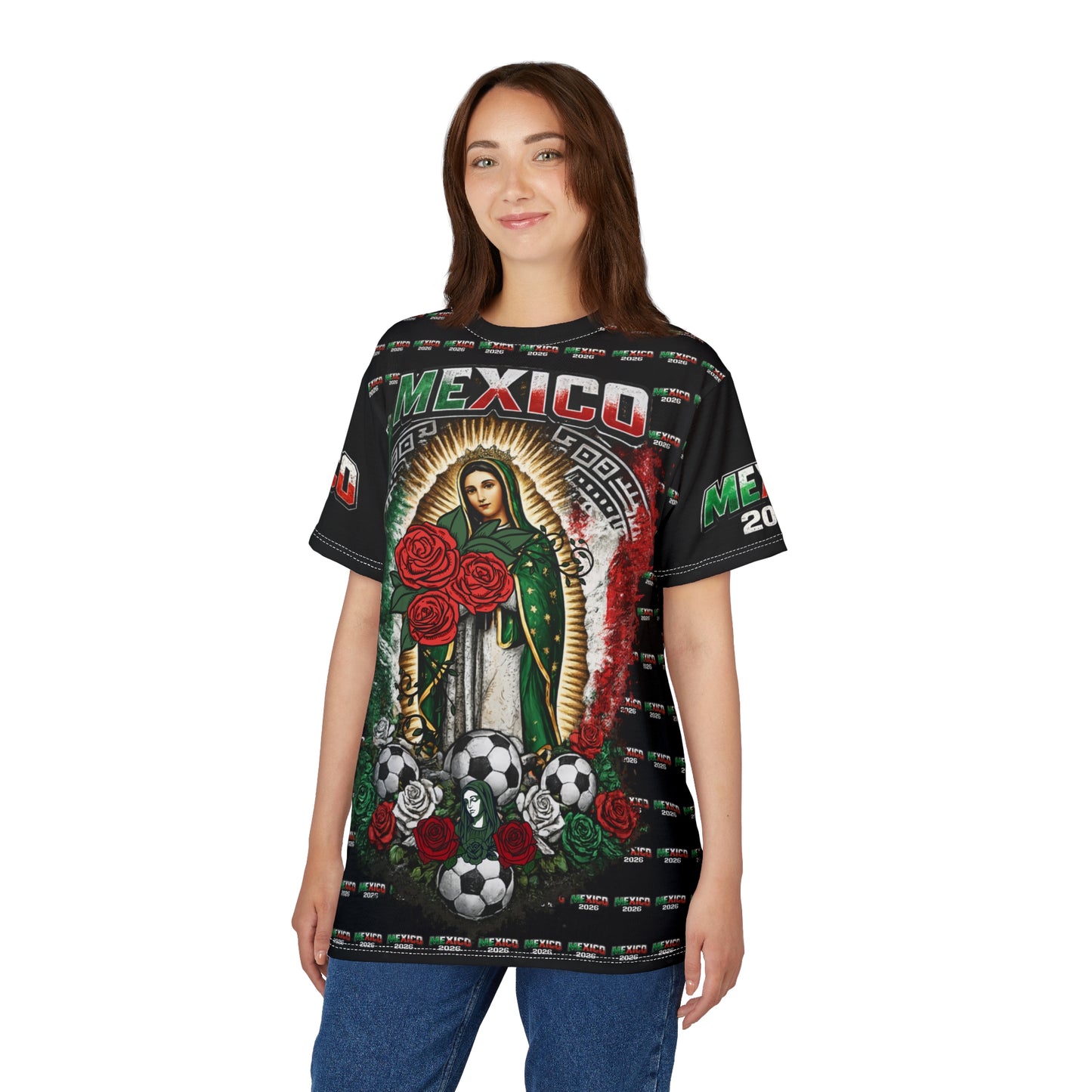 Our Lady of Guadalupe Mexico Soccer Shirt, All-Over Print Tee | 2026 Futbol Pride