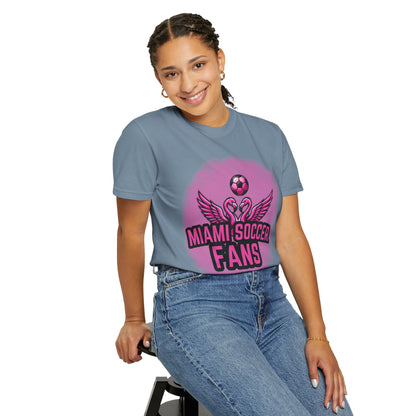 Miami Soccer Fans Pink Flamingo Heart T-Shirt